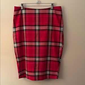 Red Midi Pencil Skirt for Casual Work